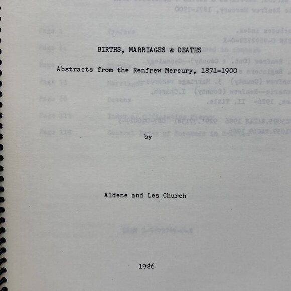 Births Marriages & Deaths Renfrew Mercury 1871-1915 by Aldene & Les Church - Picture 5 of 7